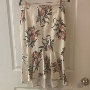 L'ATISTE Cream Floral Midi Skirt